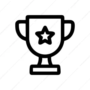 Bold Outline Star Embellished Trophy Award Icon