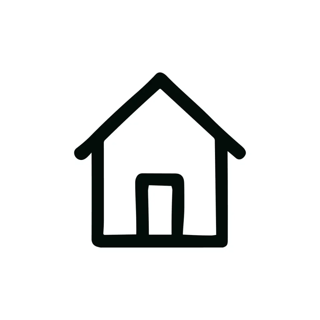 Simple Line Art Home Outline Graphic Black and White Icon