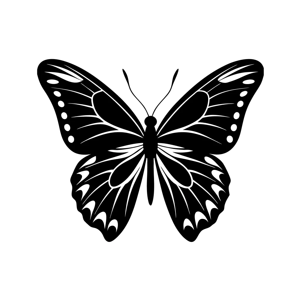 Simple Elegant Butterfly Insect Isolated Wing Design Silhouette Illustration