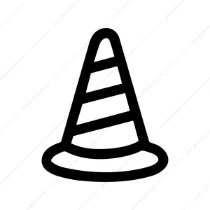 Simple Line Traffic Cone Icon Striped Roadside Object