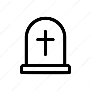 Simple Line Grave Stone Cross Memorial Icon