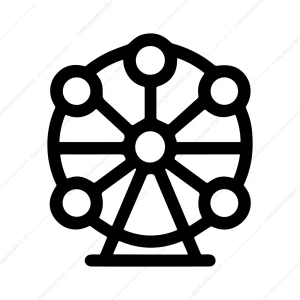 Line Art Detail Ferris Wheel Ride Amusement Icon