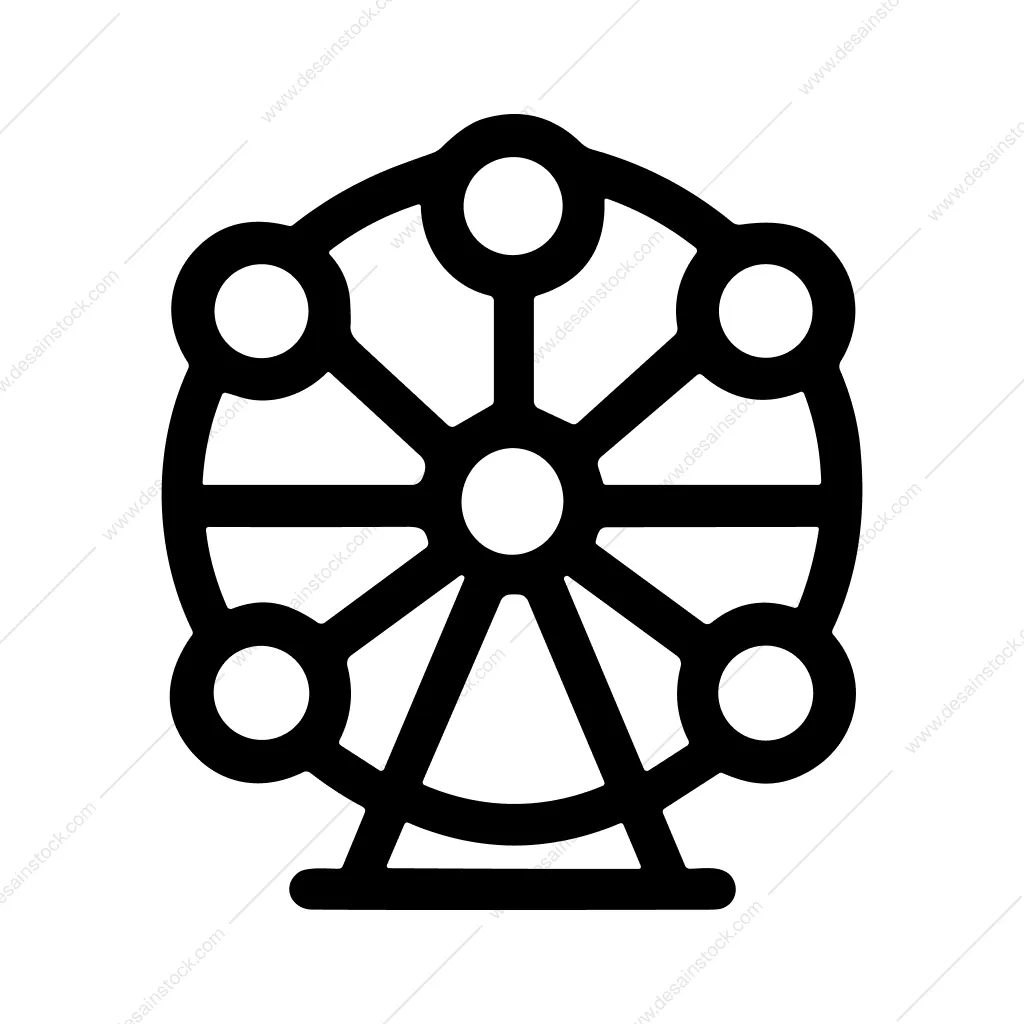 Line Art Detail Ferris Wheel Ride Amusement Icon