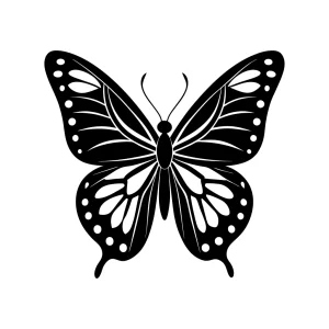 Elegant Silhouette Butterfly with Intricate Wing Pattern Insect Illustration