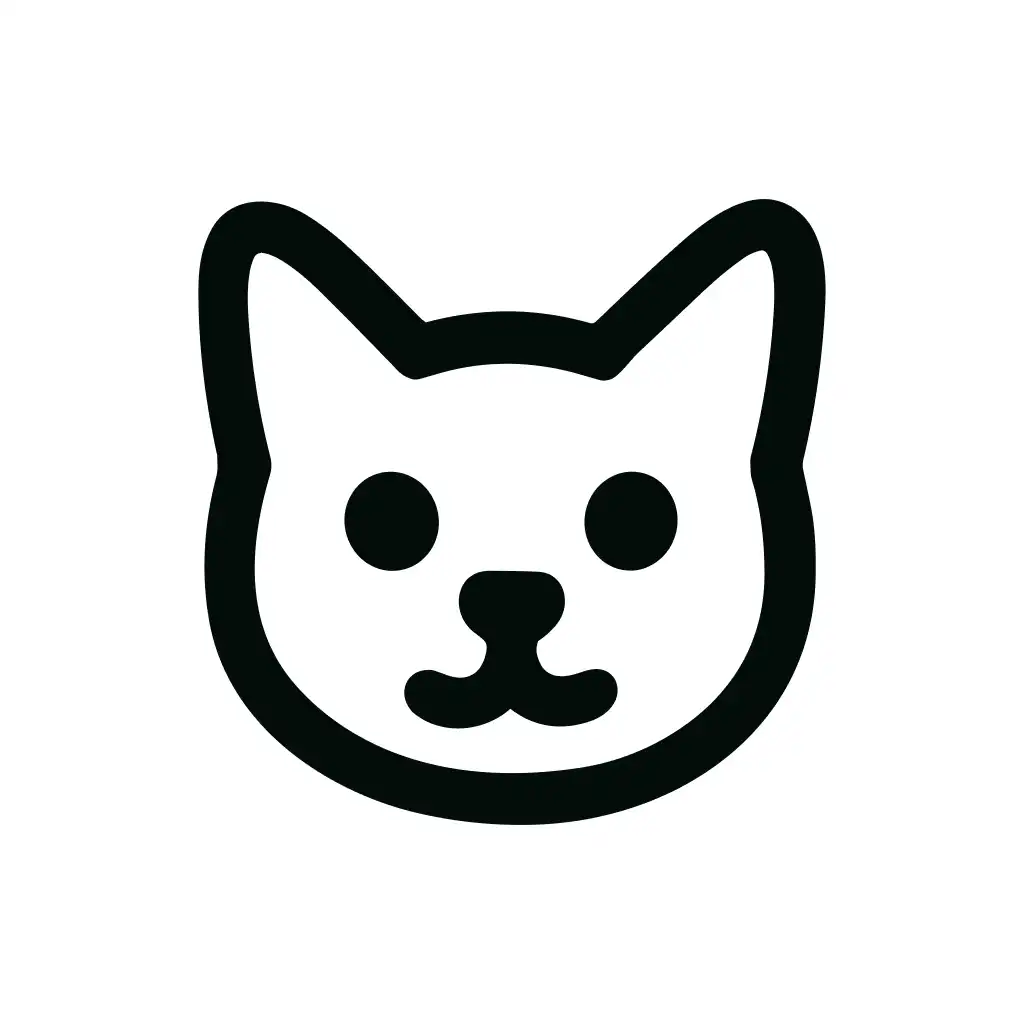Minimalist Bold Outline Cat Head Face Pet Animal Illustration Icon
