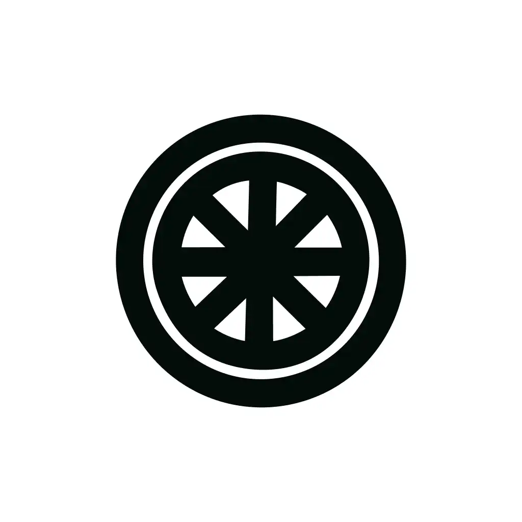 Simple Line Art Round Wheel Icon Symbol Element