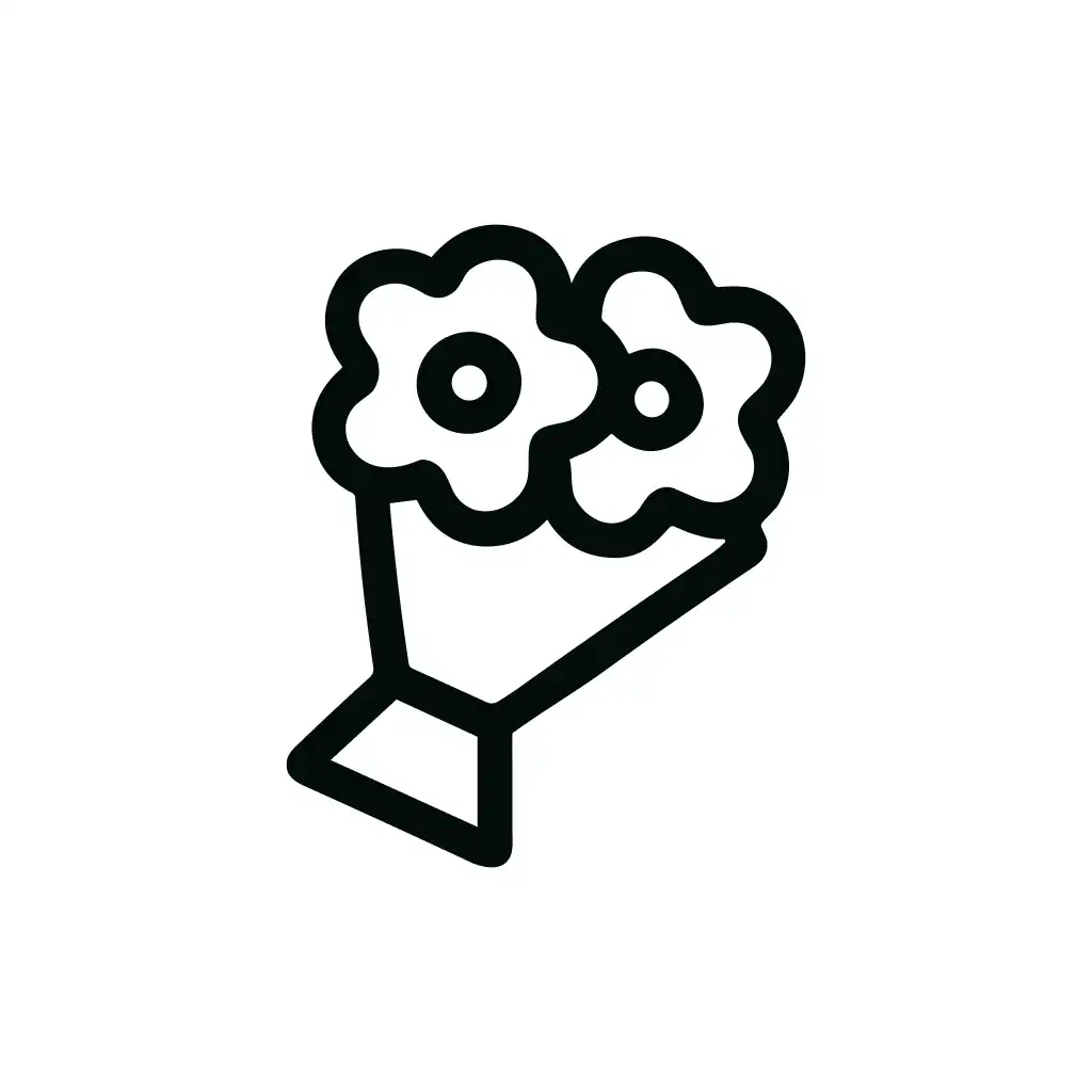 Simple Line Flowers Bouquet Spring Celebration Icon