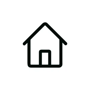 Minimalist Outline Home Icon Illustration with Door and Roof Shape