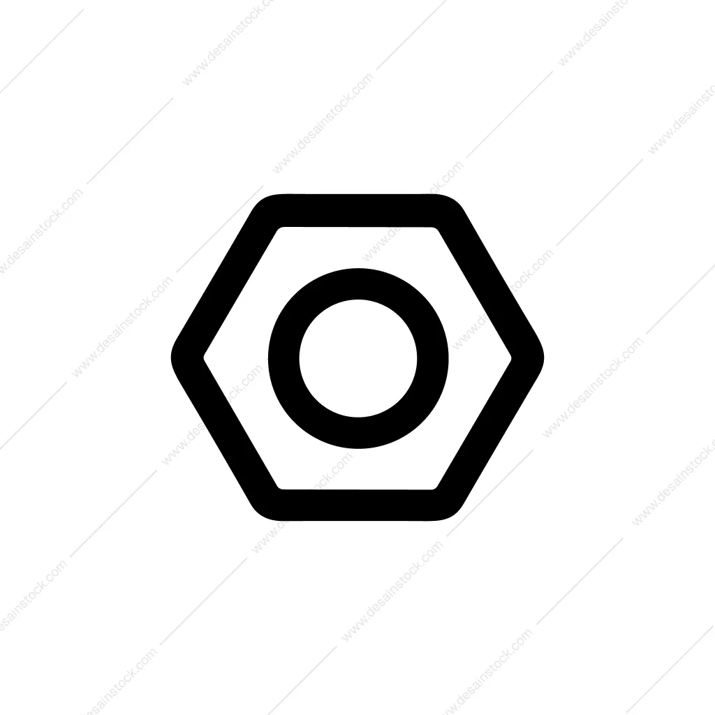 Simple Lineart Hex Nut Fastener Mechanical Part Icon