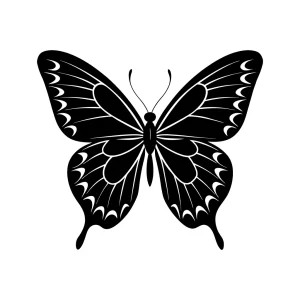Elegant Silhouette Monarch Butterfly with Detailed Wings Nature Illustration