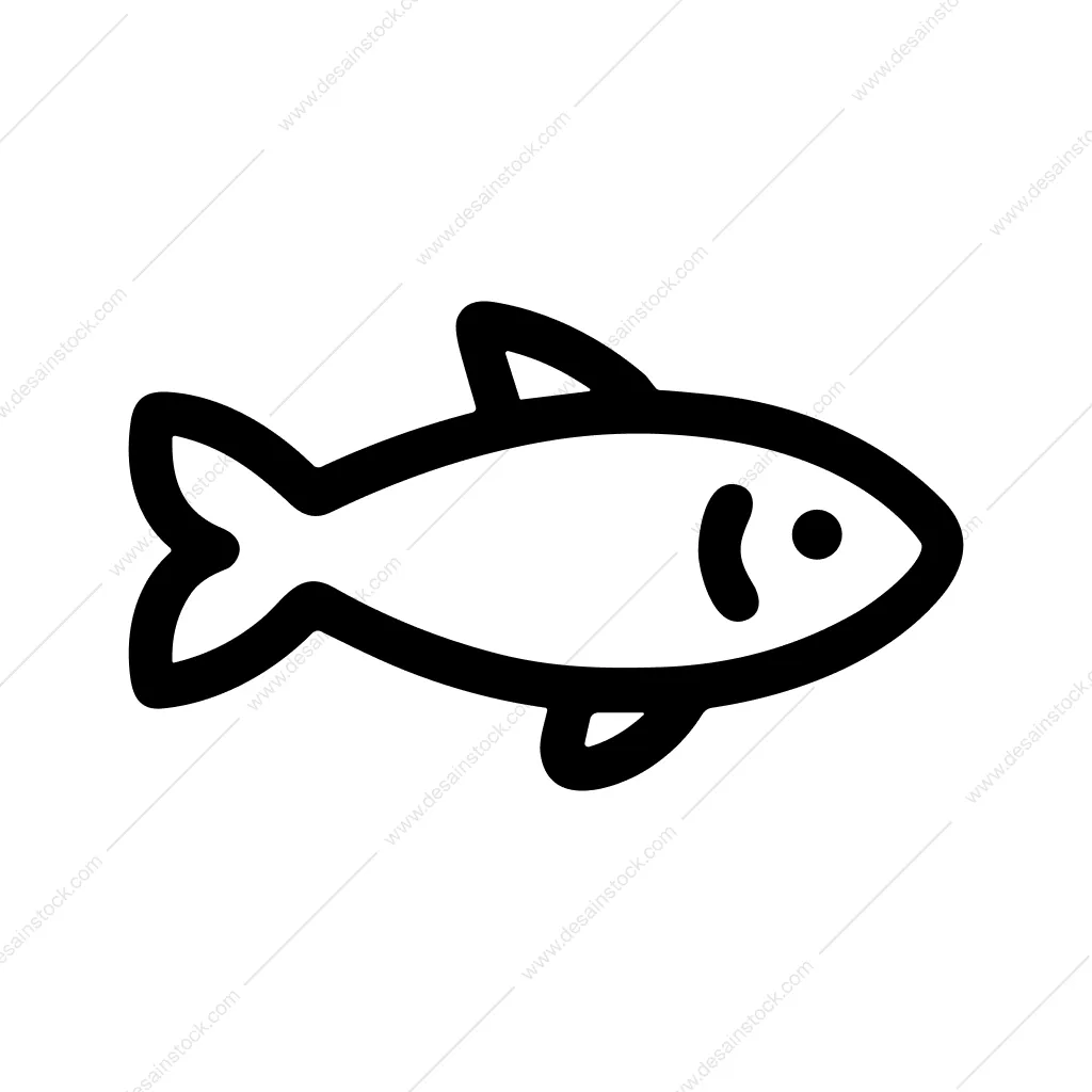 Simple Outline Aquatic Fish Animal Icon Design