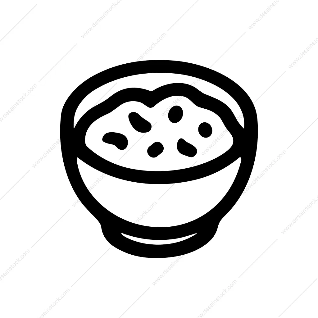 Simple Handdrawn Bowl of Porridge Meal Icon
