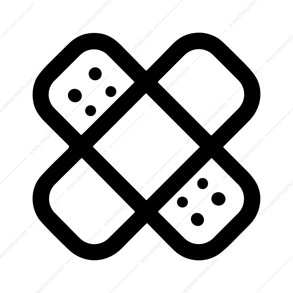 Minimalist Line Bandage Patch Medical Adhesive Icon