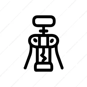 Simple Line Drawing Corkscrew Opener Icon Illustration