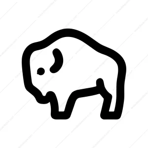 Minimalist Outline Thick Stroke Bison Wildlife Icon