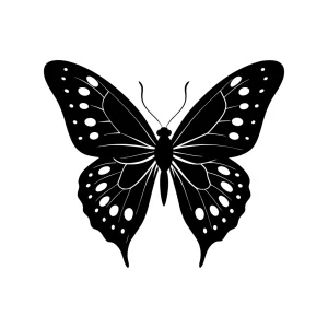 Silhouette Delicate Butterfly Detailed Insect Animal Wildlife Nature Illustration
