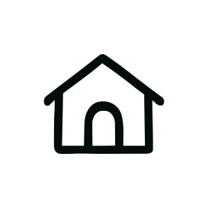 Simple Line Art Home Shape with Arch Doorway Icon Illustration