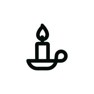 Minimalist Line Art Candle Holder with Flame Icon Symbol Illustration