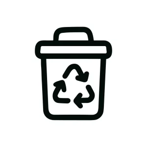 Simple Line Art Recycle Bin Icon with Arrow Symbol Shape