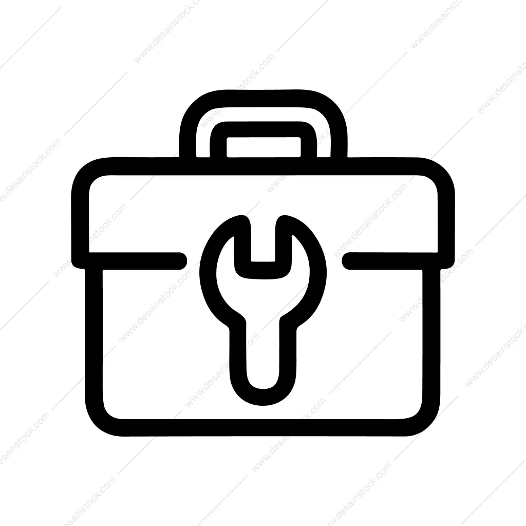 Simple Outline Toolbox Wrench Symbol Equipment Tool Icon