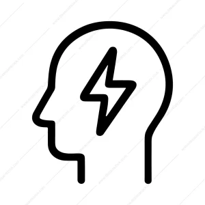 Simple Outline Human Head Lightning Bolt Energy Concept Icon
