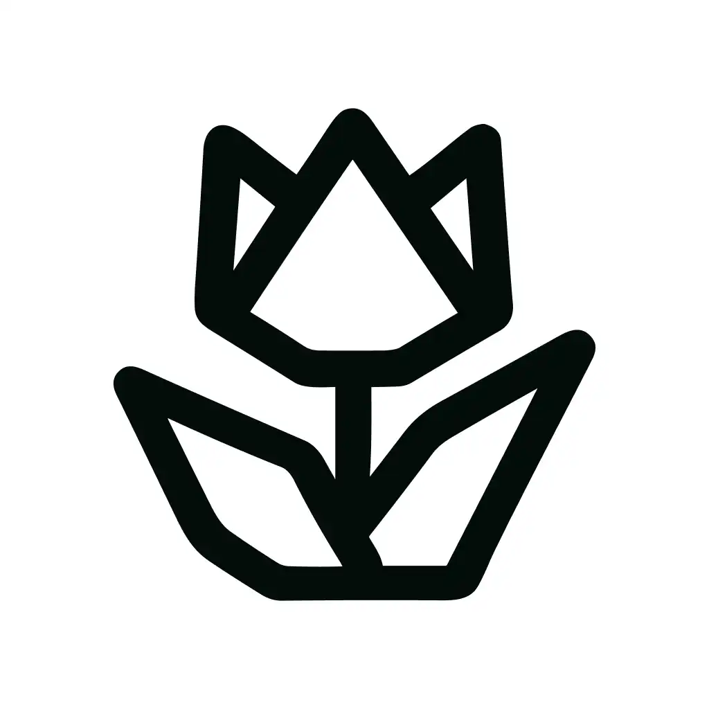 Minimalist Outlined Tulip Flower Bloom Blossom Shape Icon