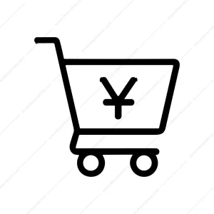 Simple Lineart Yen Sign Shopping Cart Icon