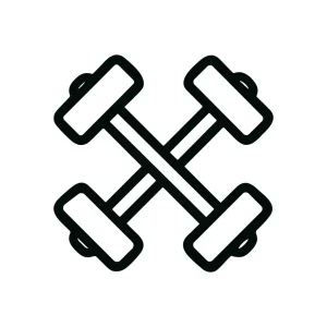Outline Simple Crossed Dumbbell Equipment Line Icon