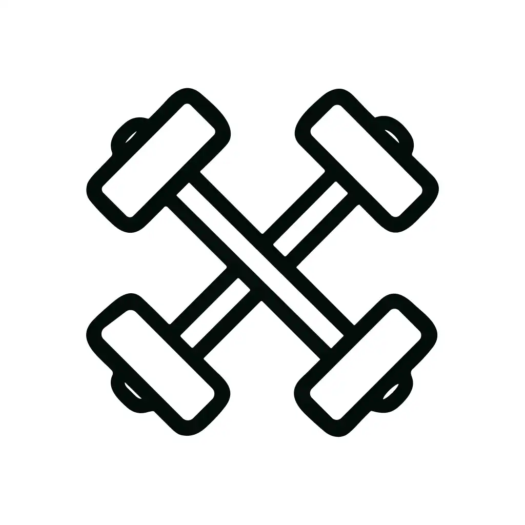 Outline Simple Crossed Dumbbell Equipment Line Icon