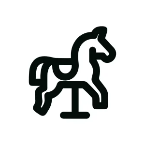 Simple Outline Playful Horse Carousel Line Icon
