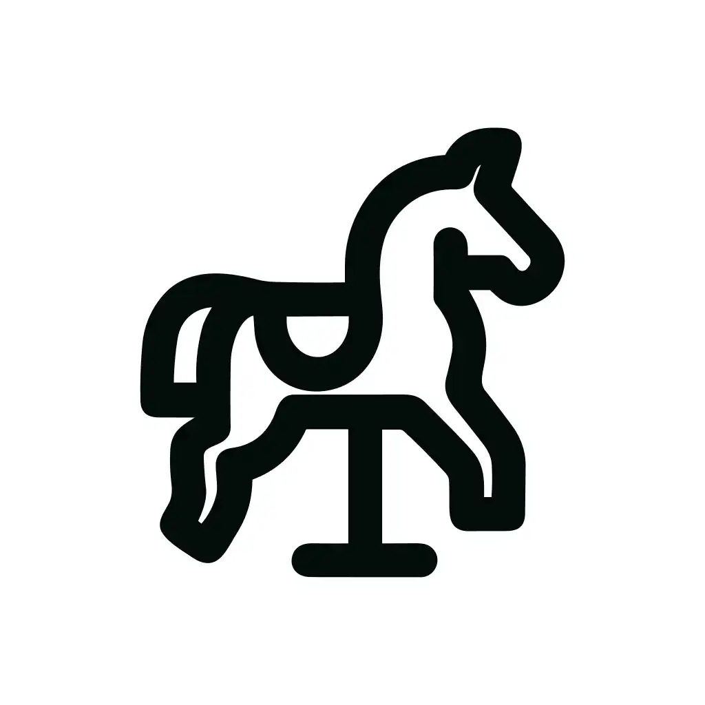 Simple Outline Playful Horse Carousel Line Icon