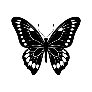Simple Black and White Butterfly Insect Wing Silhouette Graphic Illustration