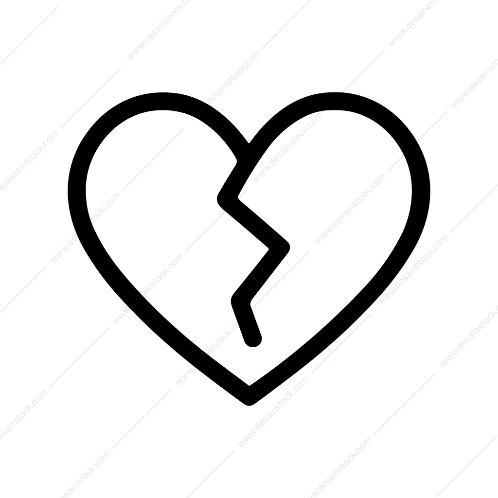 Simple Outline Broken Heart Shape Graphic Element