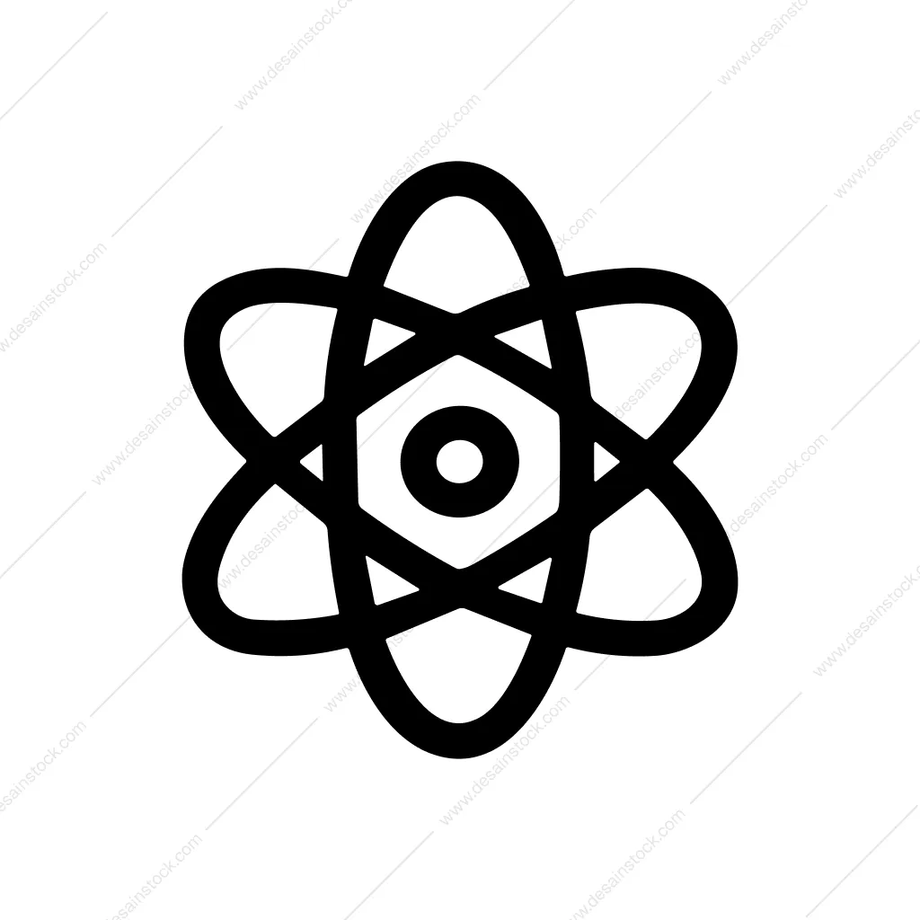 Simple Bold Outline Atom Structure Science Icon