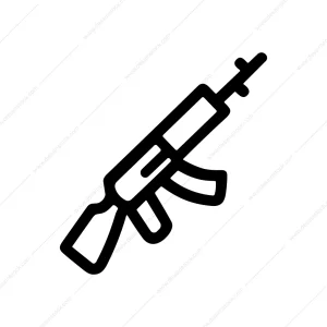 Simple Outline Assault Rifle Weapon Icon Graphic