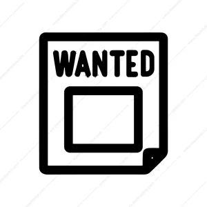 Simple Outline Black Wanted Poster Announcement Illustration