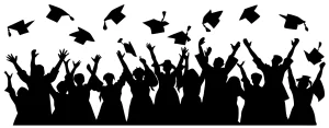Silhouette Cheerful Students Graduation Celebration Crowd Ceremony Illustration
