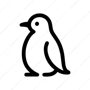 Simple Outline Penguin Standing Graphic Sign Icon
