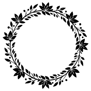 Elegant Floral Leaf Circle Decorative Frame Ornament