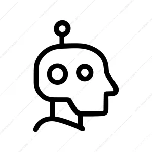 Minimalist Outline Futuristic Robot Head Shape Sign Icon