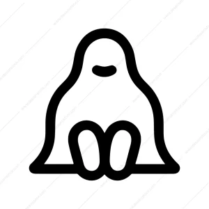 Minimalist Outline Halloween Ghost Simple Character Icon