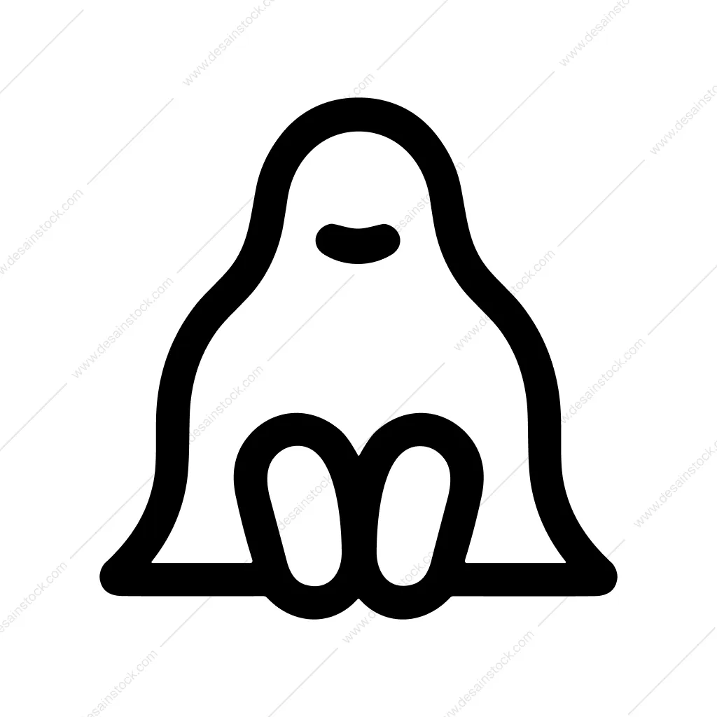 Minimalist Outline Halloween Ghost Simple Character Icon