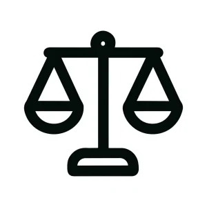 Minimalist Outline Style Balance Scale Icon for Law and Justice