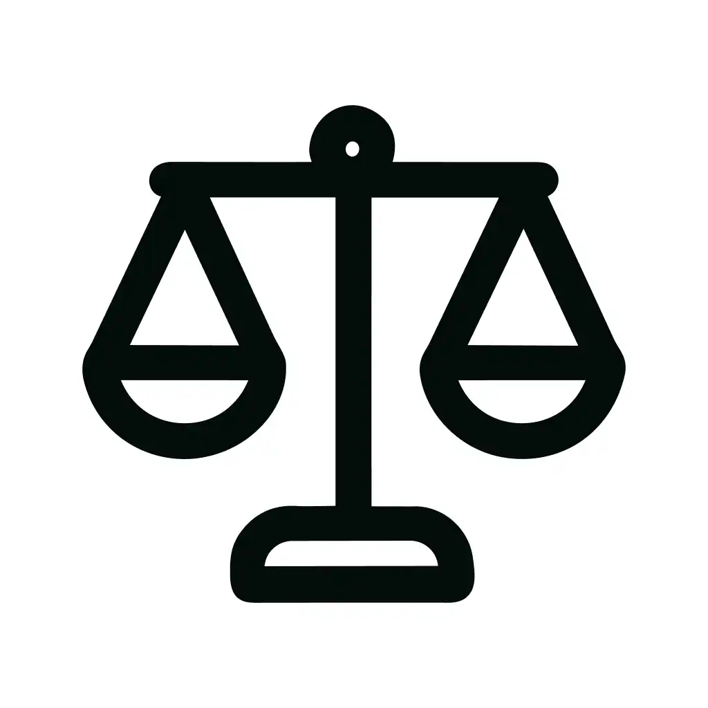 Minimalist Outline Style Balance Scale Icon for Law and Justice