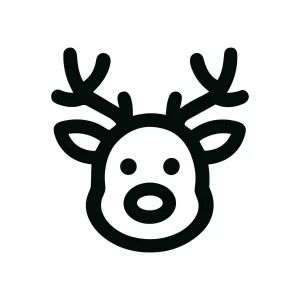 Simple Outline Reindeer Face Design with Antlers Christmas Celebration Icon