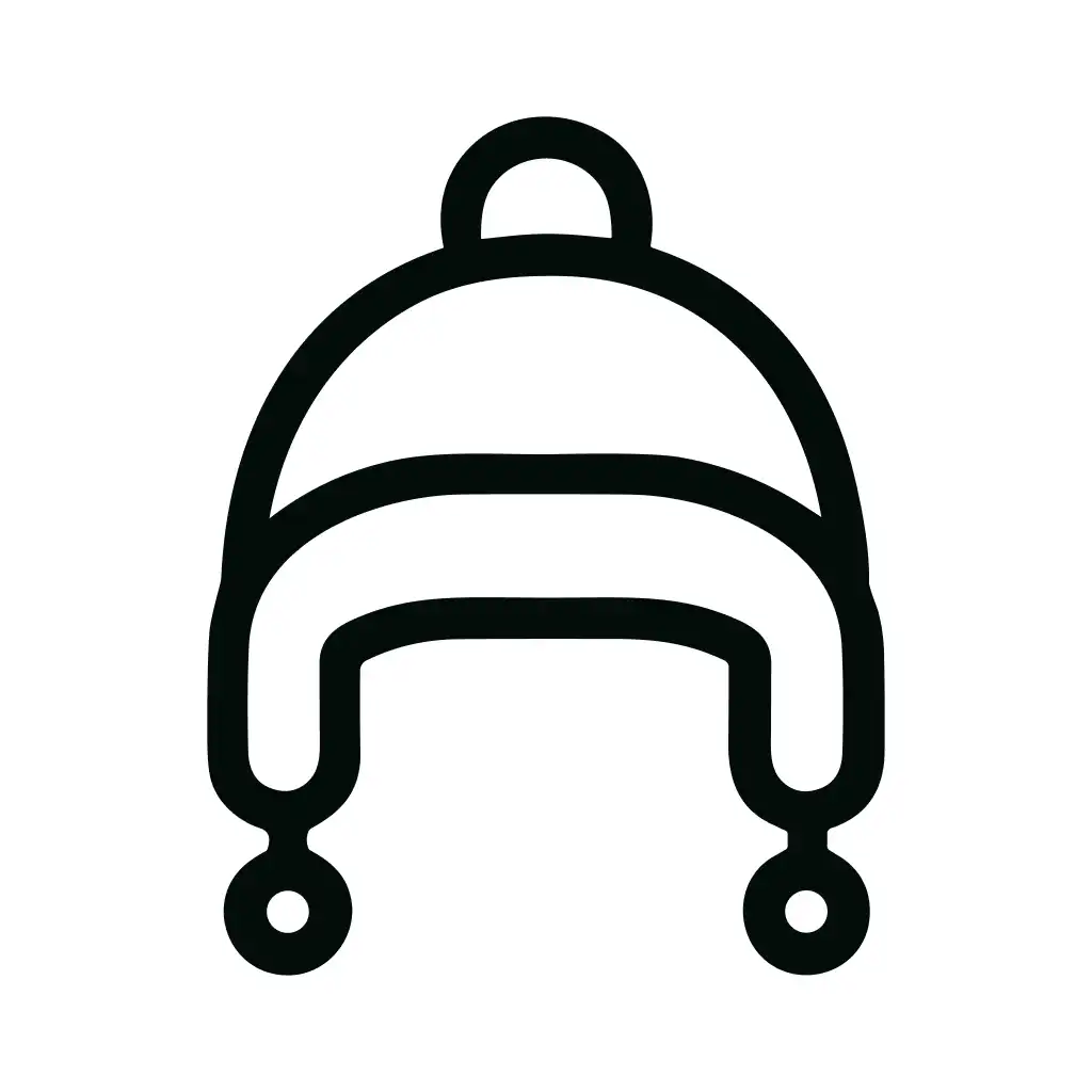Simple Outline Winter Beanie Hat Icon Illustration