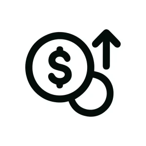 Line Art Dollar Coin Increase Arrow Growth Icon