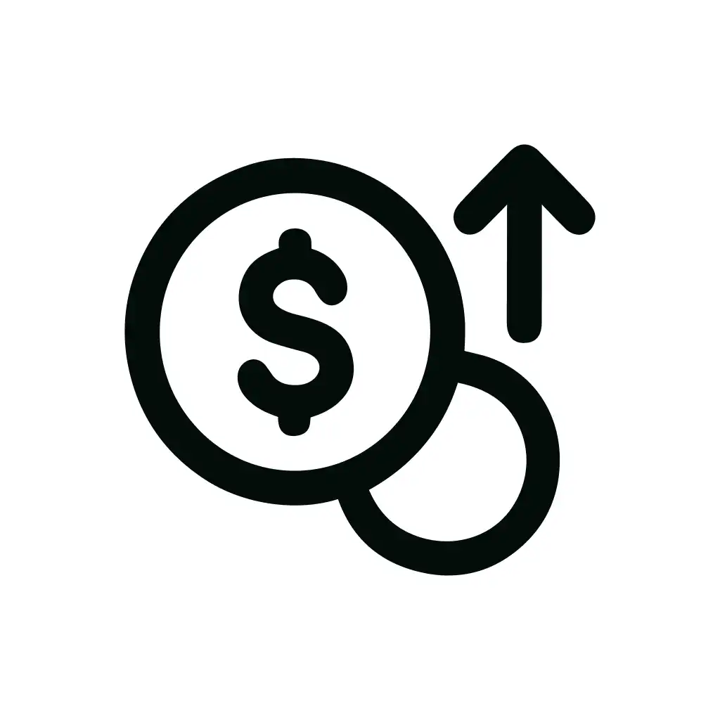 Line Art Dollar Coin Increase Arrow Growth Icon