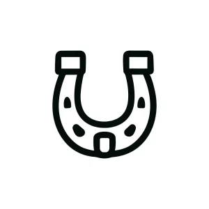 Simple Outline Horseshoe Black and White Luck Sign Shape Icon