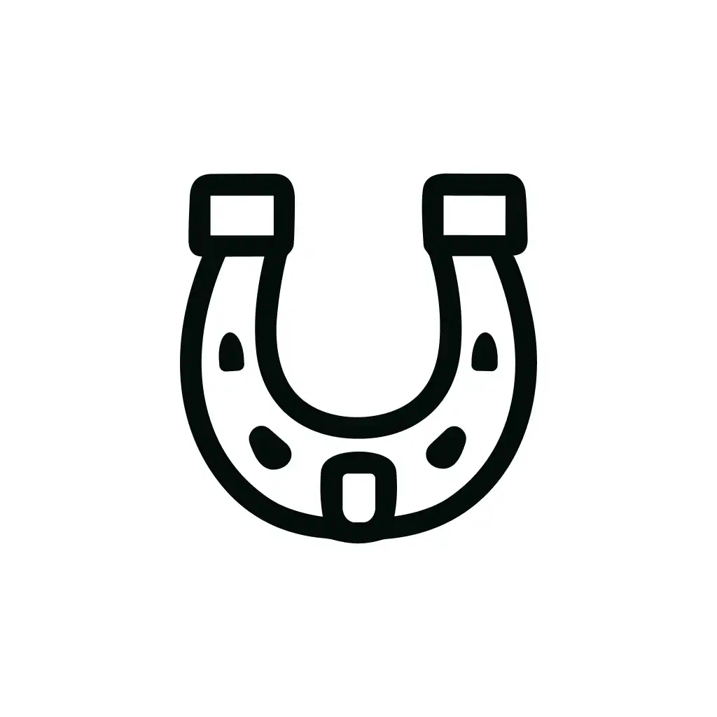 Simple Outline Horseshoe Black and White Luck Sign Shape Icon